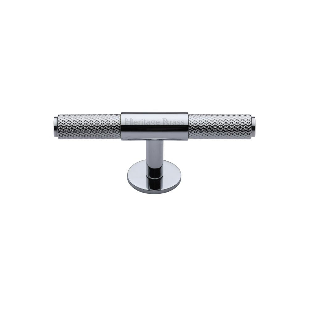 This is an image of a Heritage Brass - Cabinet Knob Knurled Fountain Design 90mm Polished Chrome Finish, c4463-90-pc that is available to order from T.H Wiggans Ironmongery in Kendal.