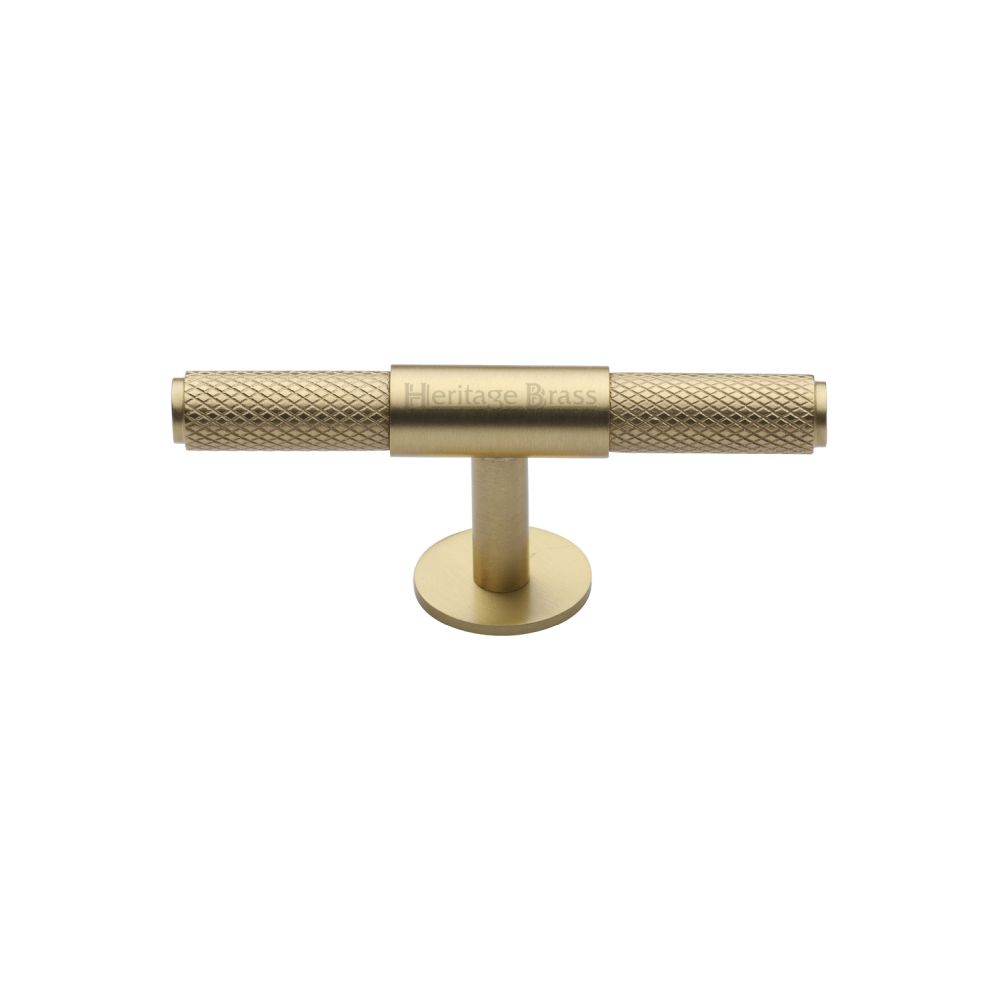 This is an image of a Heritage Brass - Cabinet Knob Knurled Fountain Design 90mm Satin Brass Finish, c4463-90-sb that is available to order from T.H Wiggans Ironmongery in Kendal.
