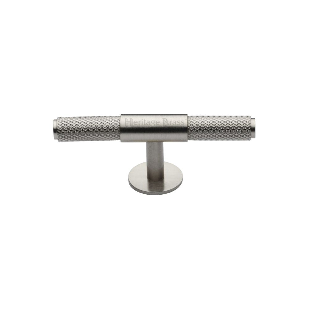 This is an image of a Heritage Brass - Cabinet Knob Knurled Fountain Design 90mm Satin Nickel Finish, c4463-90-sn that is available to order from T.H Wiggans Ironmongery in Kendal.