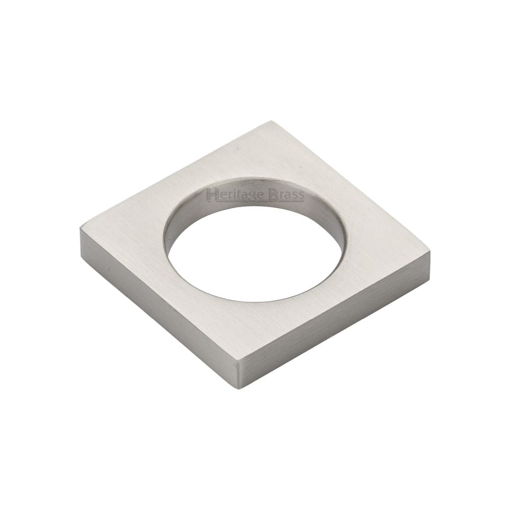 This is an image of a Heritage Brass - Cabinet Knob Square Ring Design 40mm Satin Nickel Finish, c4465-sn that is available to order from T.H Wiggans Ironmongery in Kendal.