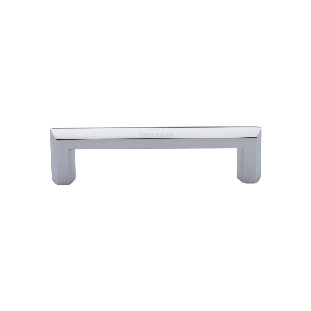 This is an image of a Heritage Brass - Cabinet Pull Hex Profile Design 102mm CTC Polished Chrome Finish, c4473-102-pc that is available to order from T.H Wiggans Ironmongery in Kendal.
