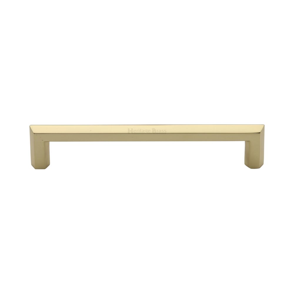 This is an image of a Heritage Brass - Cabinet Pull Hex Profile Design 152mm CTC Polished Brass Finish, c4473-152-pb that is available to order from T.H Wiggans Ironmongery in Kendal.