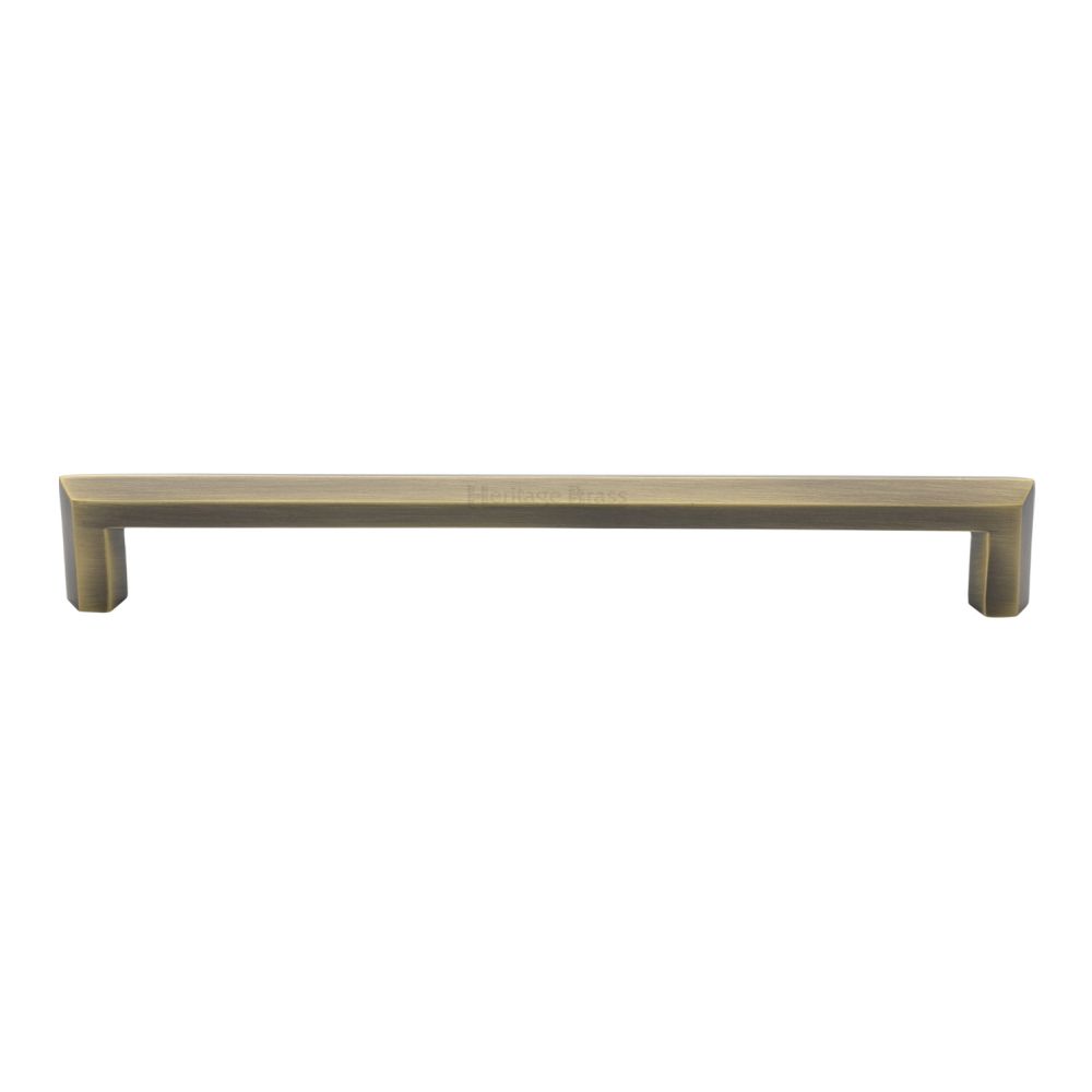 This is an image of a Heritage Brass - Cabinet Pull Hex Profile Design 203mm CTC Antique Brass Finish, c4473-203-at that is available to order from T.H Wiggans Ironmongery in Kendal.