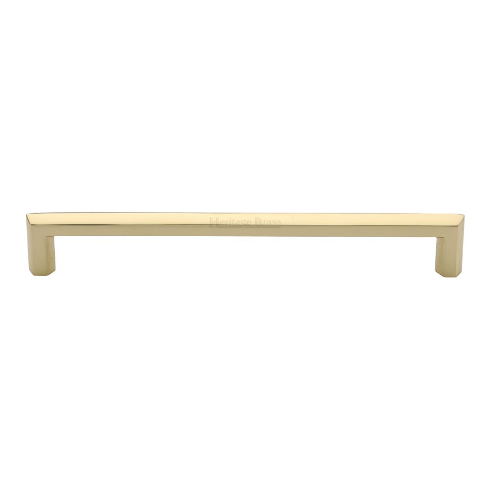 This is an image of a Heritage Brass - Cabinet Pull Hex Profile Design 203mm CTC Polished Brass Finish, c4473-203-pb that is available to order from T.H Wiggans Ironmongery in Kendal.
