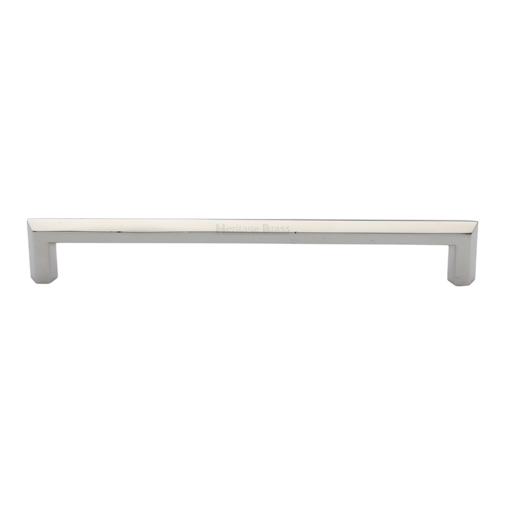 This is an image of a Heritage Brass - Cabinet Pull Hex Profile Design 203mm CTC Polished Nickel Finish, c4473-203-pnf that is available to order from T.H Wiggans Ironmongery in Kendal.