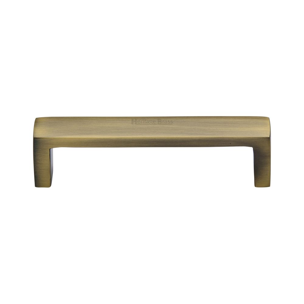 This is an image of a Heritage Brass - Cabinet Pull Wide Metro Design 101mm CTC Antique Brass Finish, c4520-101-at that is available to order from T.H Wiggans Ironmongery in Kendal.