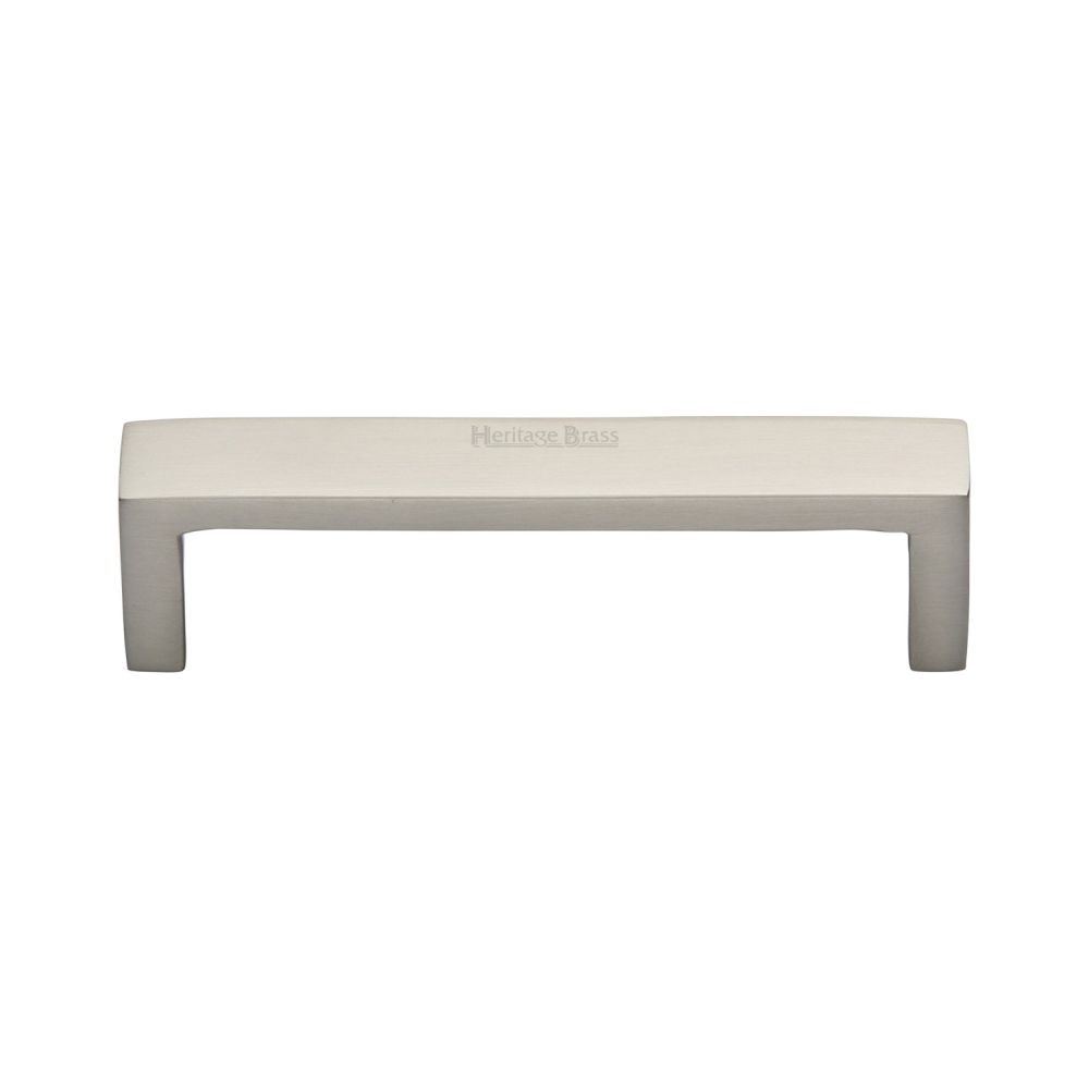 This is an image of a Heritage Brass - Cabinet Pull Wide Metro Design 101mm CTC Satin Nickel Finish, c4520-101-sn that is available to order from T.H Wiggans Ironmongery in Kendal.