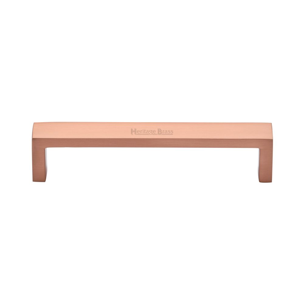 This is an image of a Heritage Brass - Cabinet Pull Wide Metro Design 128mm CTC Satin Rose Gold Finish, c4520-128-srg that is available to order from T.H Wiggans Ironmongery in Kendal.