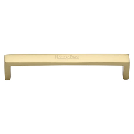This is an image of a Heritage Brass - Cabinet Pull Wide Metro Design 152mm CTC Polished Brass Finish, c4520-152-pb that is available to order from T.H Wiggans Ironmongery in Kendal.