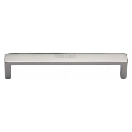 This is an image of a Heritage Brass - Cabinet Pull Wide Metro Design 152mm CTC Polished Nickel Finish, c4520-152-pnf that is available to order from T.H Wiggans Ironmongery in Kendal.