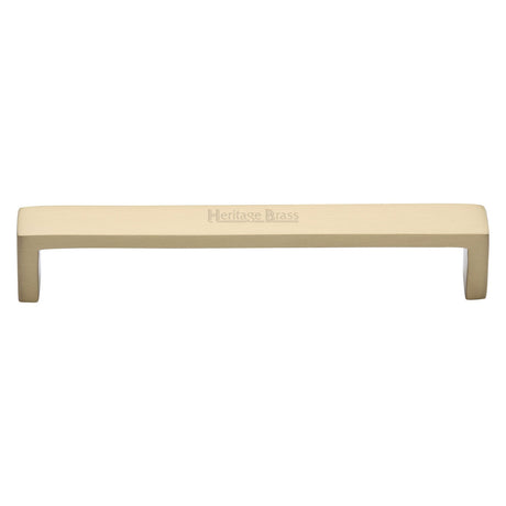 This is an image of a Heritage Brass - Cabinet Pull Wide Metro Design 152mm CTC Satin Brass Finish, c4520-152-sb that is available to order from T.H Wiggans Ironmongery in Kendal.