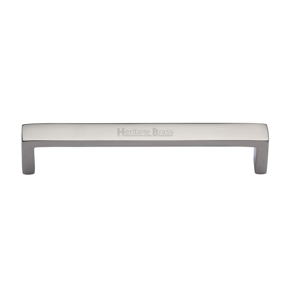This is an image of a Heritage Brass - Cabinet Pull Wide Metro Design 192mm CTC Polished Nickel Finish, c4520-192-pnf that is available to order from T.H Wiggans Ironmongery in Kendal.