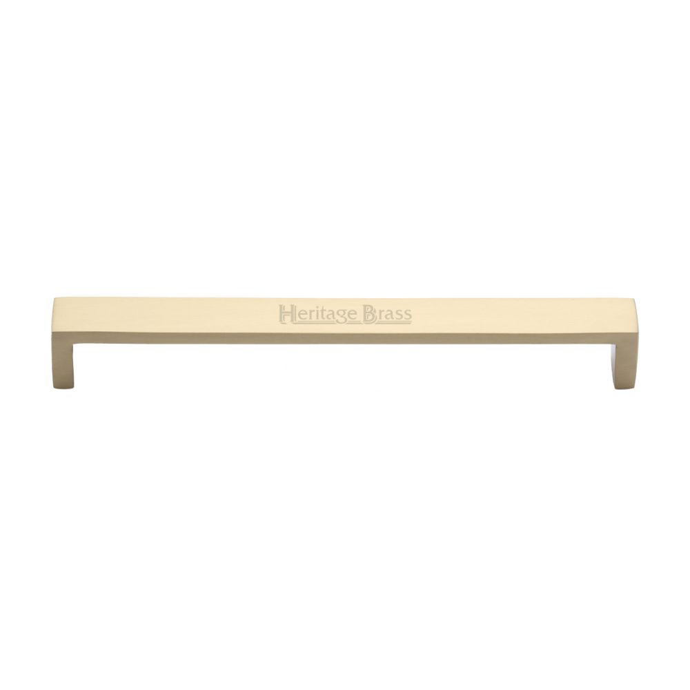 This is an image of a Heritage Brass - Cabinet Pull Wide Metro Design 192mm CTC Satin Brass Finish, c4520-192-sb that is available to order from T.H Wiggans Ironmongery in Kendal.