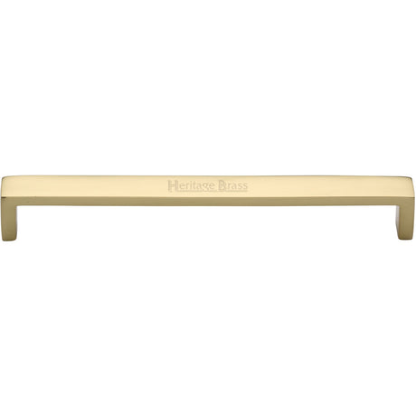 This is an image of a Heritage Brass - Cabinet Pull Wide Metro Design 203mm CTC Polished Brass Finish, c4520-203-pb that is available to order from T.H Wiggans Ironmongery in Kendal.