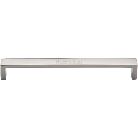 This is an image of a Heritage Brass - Cabinet Pull Wide Metro Design 203mm CTC Polished Nickel Finish, c4520-203-pnf that is available to order from T.H Wiggans Ironmongery in Kendal.