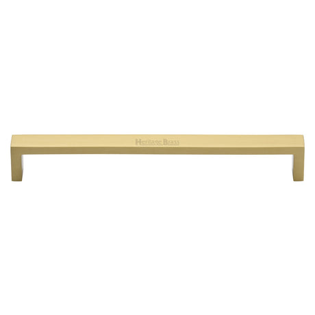 This is an image of a Heritage Brass - Cabinet Pull Wide Metro Design 203mm CTC Satin Brass Finish, c4520-203-sb that is available to order from T.H Wiggans Ironmongery in Kendal.