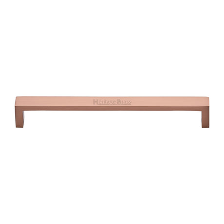 This is an image of a Heritage Brass - Cabinet Pull Wide Metro Design 203mm CTC Satin Rose Gold Finish, c4520-203-srg that is available to order from T.H Wiggans Ironmongery in Kendal.