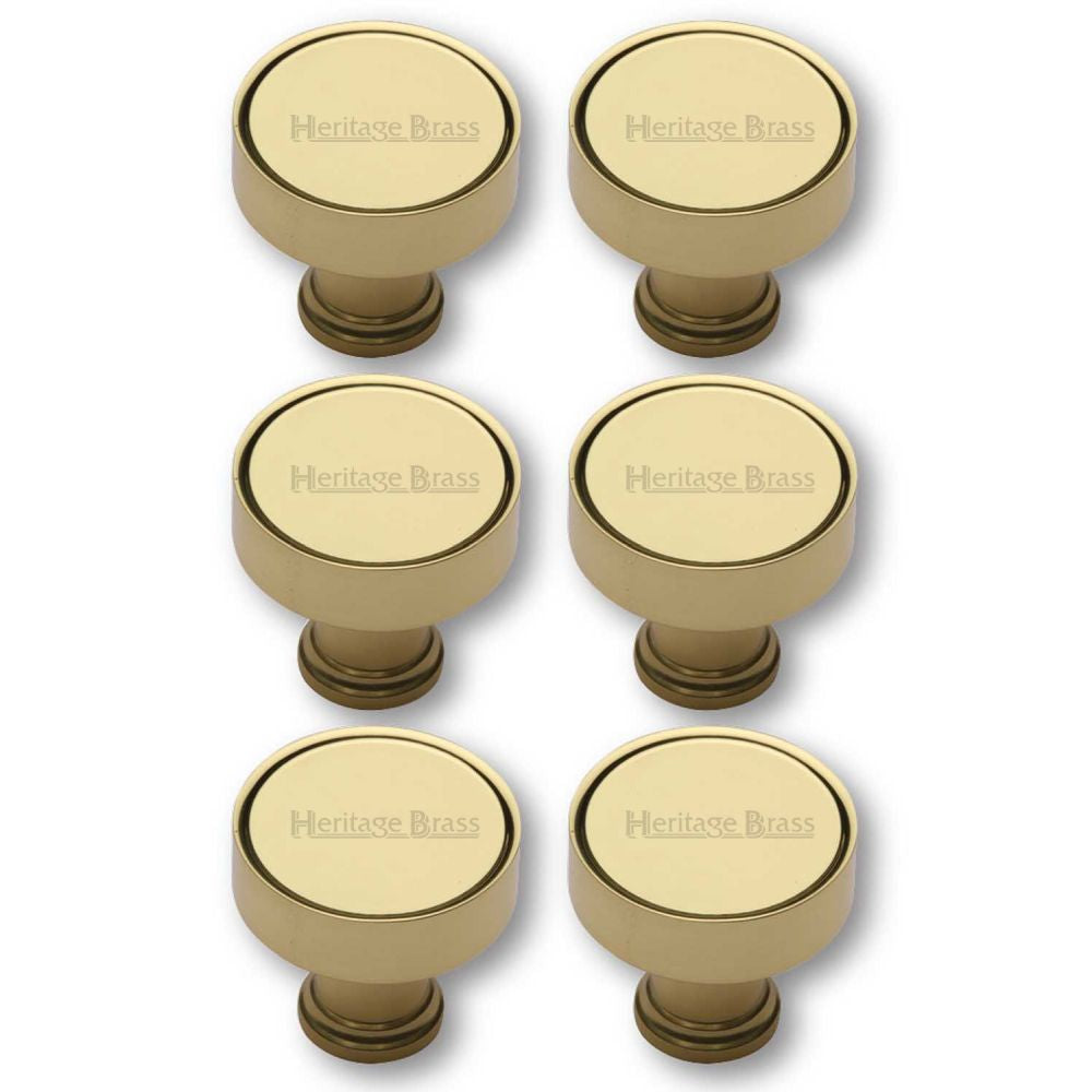 This is an image of a Heritage Brass - Cabinet Knob Florence Design 32mm Polished Brass Finish, c4549-pb that is available to order from T.H Wiggans Ironmongery in Kendal.