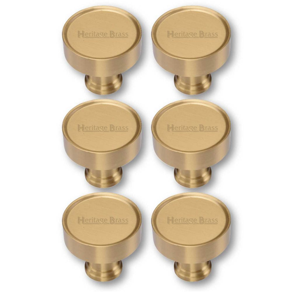 This is an image of a Heritage Brass - Cabinet Knob Florence Design 32mm Satin Brass Finish, c4549-sb that is available to order from T.H Wiggans Ironmongery in Kendal.