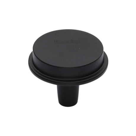 This is an image of a Heritage Brass - Cabinet Knob Flat Top Design 32mm Matt Black finish, c4592-32-bkmt that is available to order from T.H Wiggans Ironmongery in Kendal.