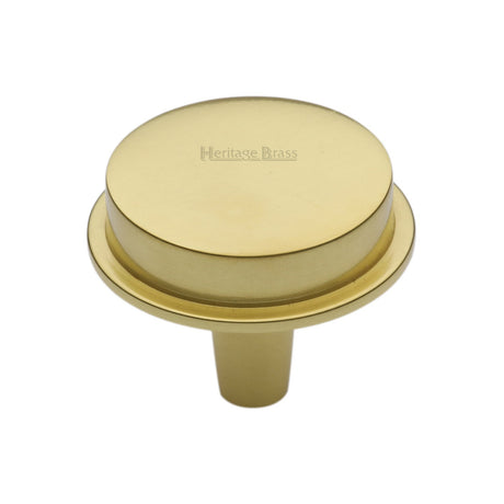 This is an image of a Heritage Brass - Flat Round Knob Design 38 mm Polished Brass finish, c4592-38-pb that is available to order from T.H Wiggans Ironmongery in Kendal.