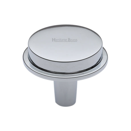 This is an image of a Heritage Brass - Flat Round Knob Design 38 mm Polished Chrome finish, c4592-38-pc that is available to order from T.H Wiggans Ironmongery in Kendal.