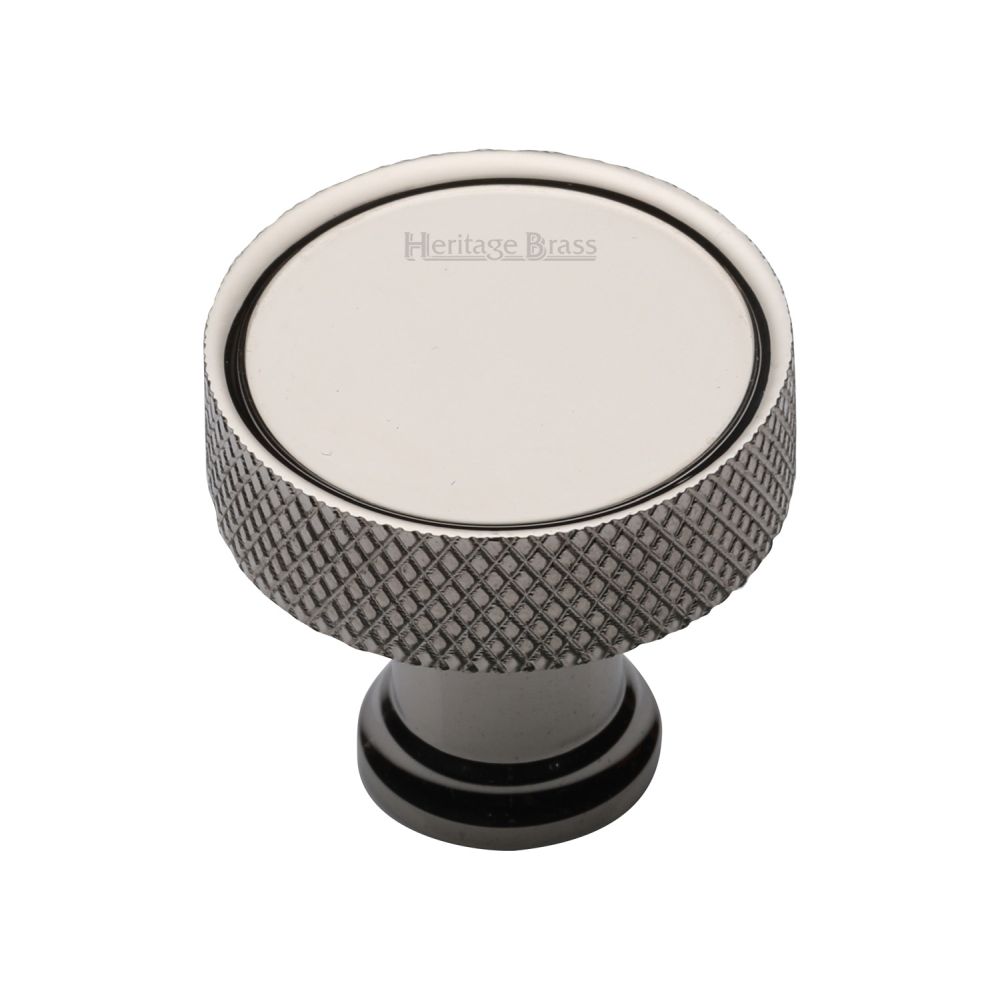 This is an image of a Heritage Brass - Cabinet Knob Florence Knurled Design 32mm Polished Nickel Finish, c4648-32-pnf that is available to order from T.H Wiggans Ironmongery in Kendal.