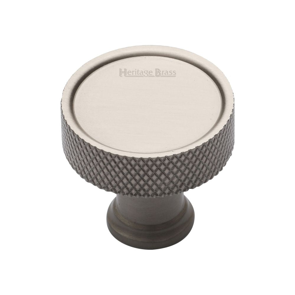 This is an image of a Heritage Brass - Cabinet Knob Florence Knurled Design 32mm Satin Nickel Finish, c4648-32-sn that is available to order from T.H Wiggans Ironmongery in Kendal.