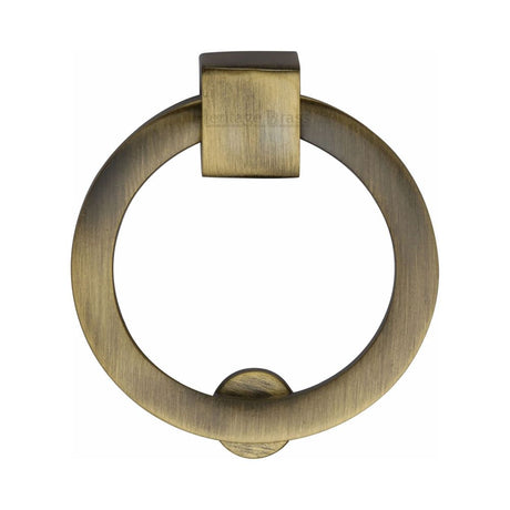 This is an image of a Heritage Brass - Round Drop Pull 50mm Antique Brass Finish, c6321-at that is available to order from T.H Wiggans Ironmongery in Kendal.