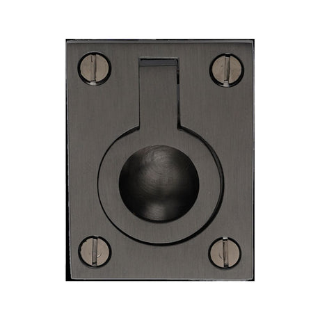 This is an image of a Heritage Brass - Cabinet Pull Flush Ring Design 38mm Matt Bronze Finish, c6337-38-mb that is available to order from T.H Wiggans Ironmongery in Kendal.