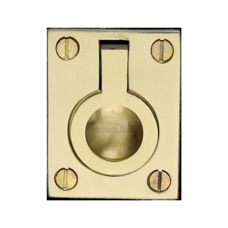 This is an image of a Heritage Brass - Cabinet Pull Flush Ring Design 38mm Polished Brass Finish, c6337-38-pb that is available to order from T.H Wiggans Ironmongery in Kendal.