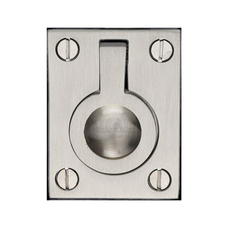 This is an image of a Heritage Brass - Cabinet Pull Flush Ring Design 38mm Satin Nickel Finish, c6337-38-sn that is available to order from T.H Wiggans Ironmongery in Kendal.
