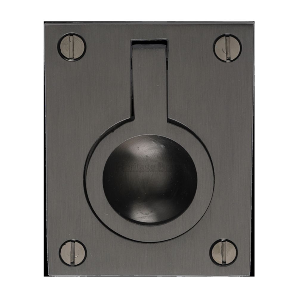 This is an image of a Heritage Brass - Cabinet Pull Flush Ring Design 50mm Matt Bronze Finish, c6337-50-mb that is available to order from T.H Wiggans Ironmongery in Kendal.