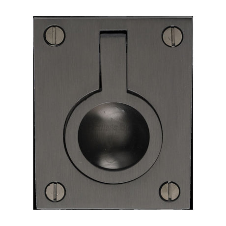 This is an image of a Heritage Brass - Cabinet Pull Flush Ring Design 50mm Matt Bronze Finish, c6337-50-mb that is available to order from T.H Wiggans Ironmongery in Kendal.