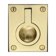 This is an image of a Heritage Brass - Cabinet Pull Flush Ring Design 50mm Polished Brass Finish, c6337-50-pb that is available to order from T.H Wiggans Ironmongery in Kendal.
