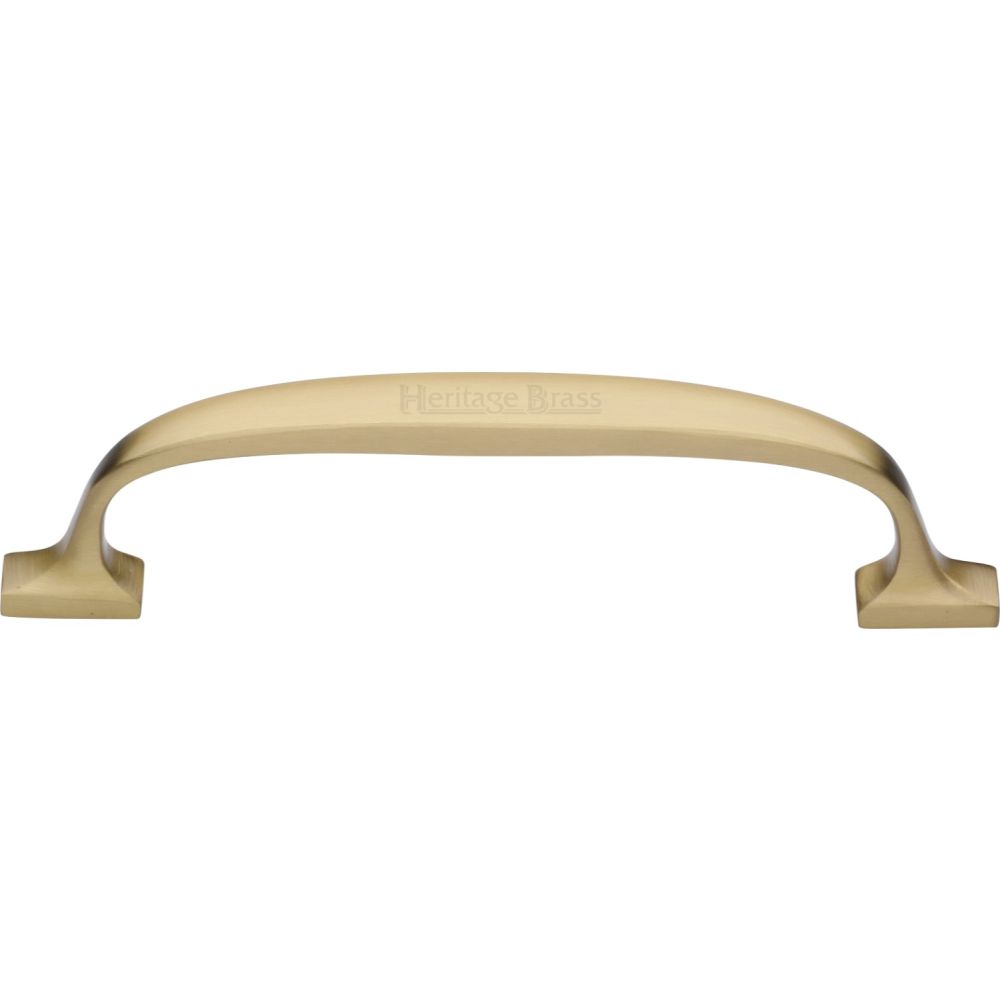 This is an image of a Heritage Brass - Cabinet Pull Durham Design 128mm CTC Satin Brass Finish, c7213-128-sb that is available to order from T.H Wiggans Ironmongery in Kendal.