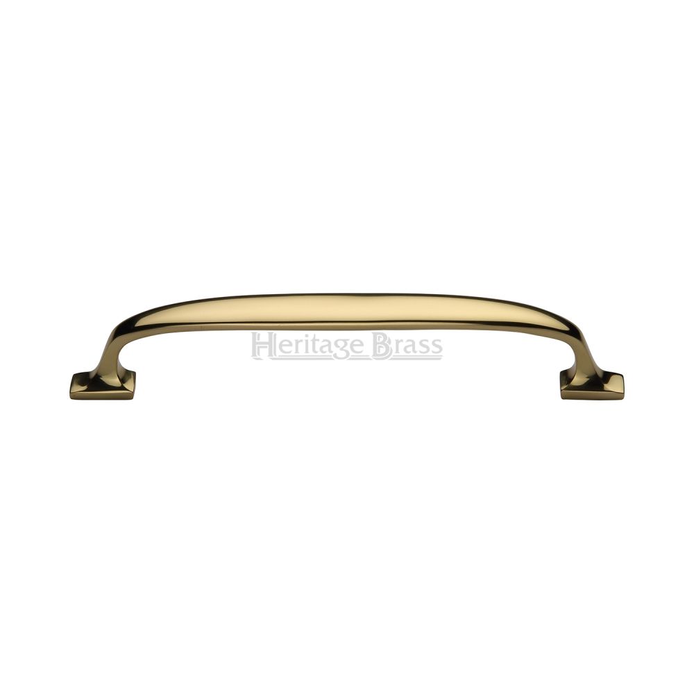 This is an image of a Heritage Brass - Cabinet Pull Durham Design 203mm CTC Polished Brass Finish, c7213-203-pb that is available to order from T.H Wiggans Ironmongery in Kendal.