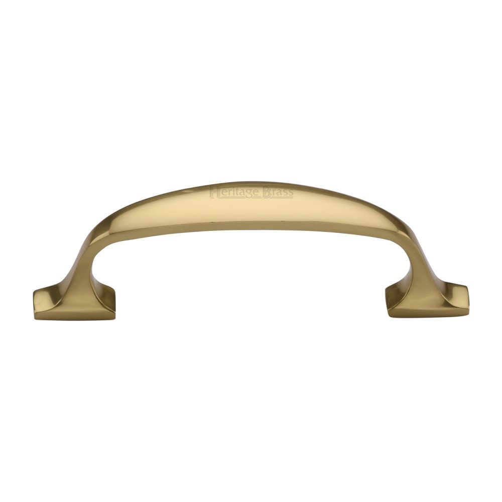 This is an image of a Heritage Brass - Cabinet Pull Durham Design 76mm CTC Polished Brass Finish, c7213-76-pb that is available to order from T.H Wiggans Ironmongery in Kendal.