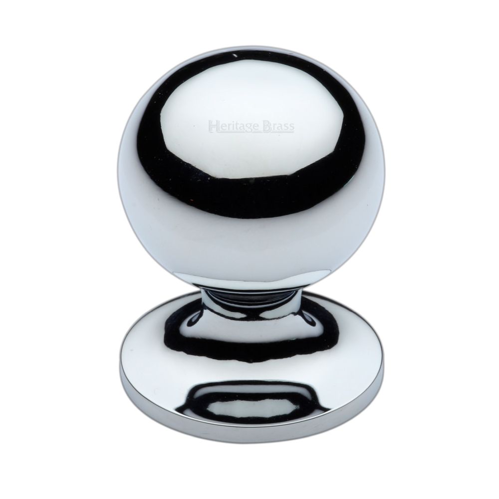 This is an image of a Heritage Brass - Cabinet Knob Ball Design 32mm Polished Chrome Finish, c8321-32-pc that is available to order from T.H Wiggans Ironmongery in Kendal.