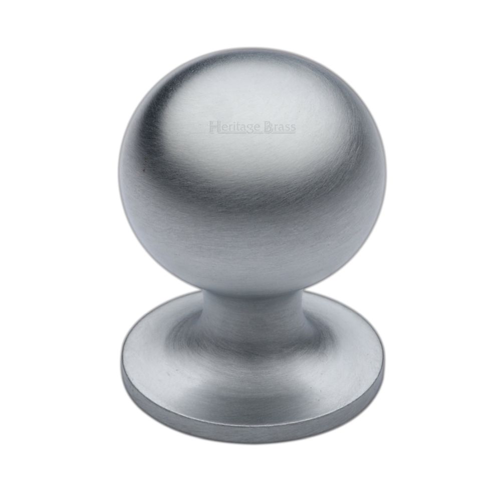 This is an image of a Heritage Brass - Cabinet Knob Ball Design 32mm Satin Chrome Finish, c8321-32-sc that is available to order from T.H Wiggans Ironmongery in Kendal.