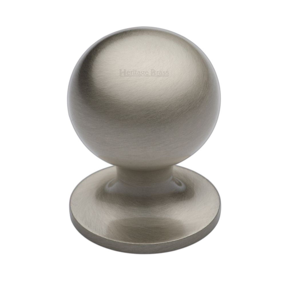 This is an image of a Heritage Brass - Cabinet Knob Ball Design 32mm Satin Nickel Finish, c8321-32-sn that is available to order from T.H Wiggans Ironmongery in Kendal.