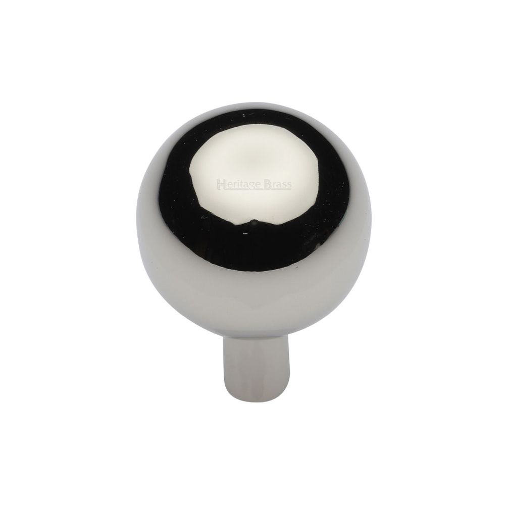 This is an image of a Heritage Brass - Cabinet Knob Sphere Design 22mm Polished Nickel Finish, c8323-22-pnf that is available to order from T.H Wiggans Ironmongery in Kendal.