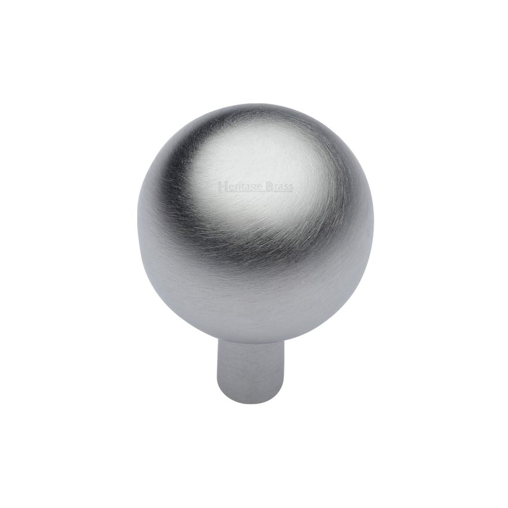 This is an image of a Heritage Brass - Cabinet Knob Sphere Design 22mm Satin Chrome Finish, c8323-22-sc that is available to order from T.H Wiggans Ironmongery in Kendal.