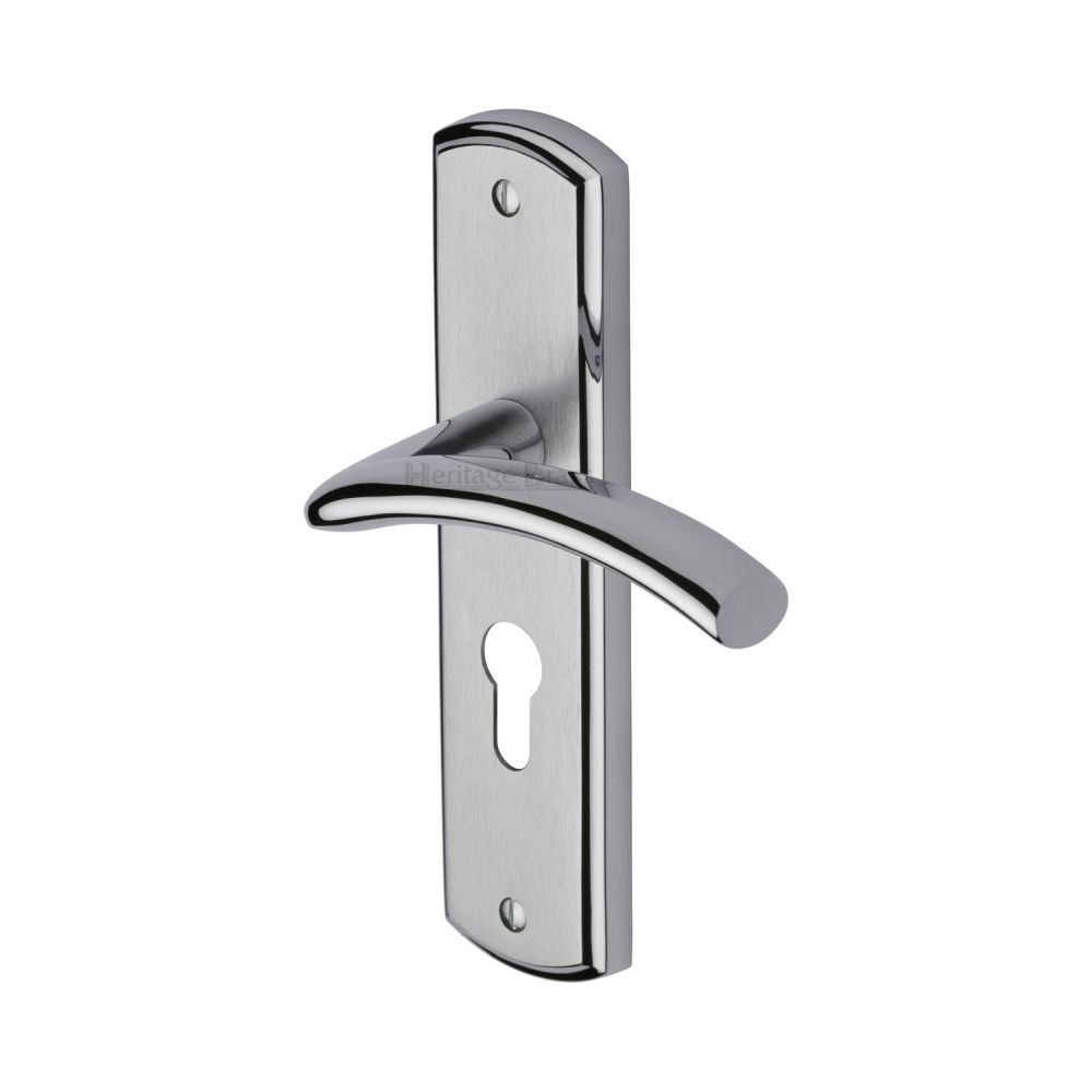 This is an image of a Heritage Brass - Door Handle for Euro Profile Plate Centaur Design Apollo Finish, cen1048-ap that is available to order from T.H Wiggans Ironmongery in Kendal.