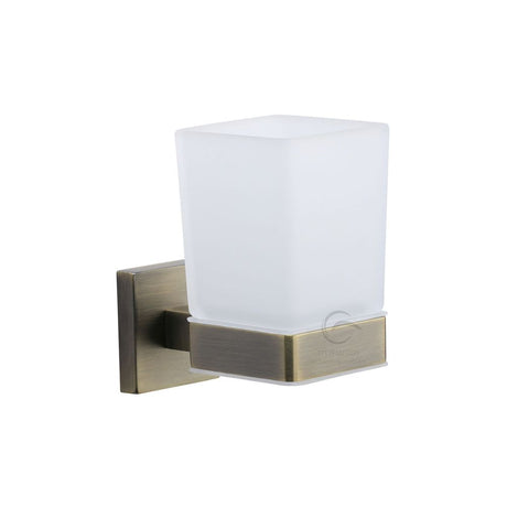 This is an image of a M.Marcus - Single tumbler holder with glass Matt Antique Finish, che-tumbler-ma that is available to order from T.H Wiggans Ironmongery in Kendal.