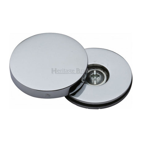 This is an image of a Heritage Brass - Bolt Cover to conceal metal fasteners Polished Chrome Finish, cov-12-pc that is available to order from T.H Wiggans Ironmongery in Kendal.