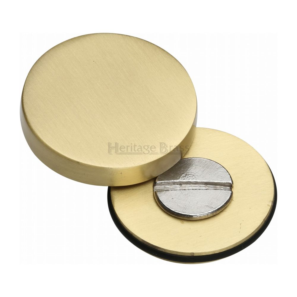 This is an image of a Heritage Brass - Bolt Cover to conceal metal fasteners Satin Brass Finish, cov-12-sb that is available to order from T.H Wiggans Ironmongery in Kendal.