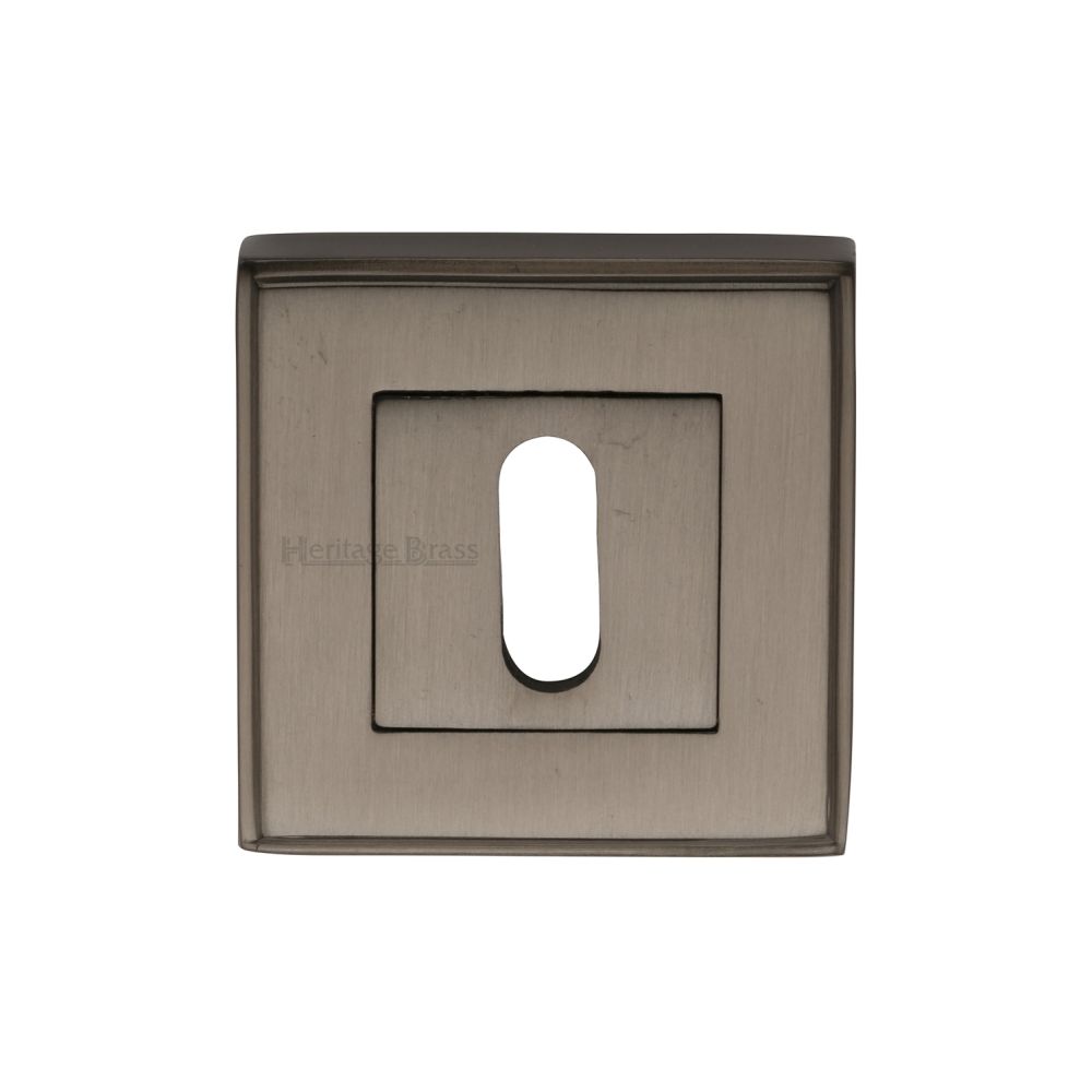 This is an image of a Heritage Brass - Key Escutcheon Square Matt Bronze Finish, dec7000-mb that is available to order from T.H Wiggans Ironmongery in Kendal.
