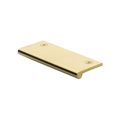 This is an image of a Heritage Brass - EP Edge Pull Cabinet Handle 100mm Polished Brass Finish, ep100-38-pb that is available to order from T.H Wiggans Ironmongery in Kendal.