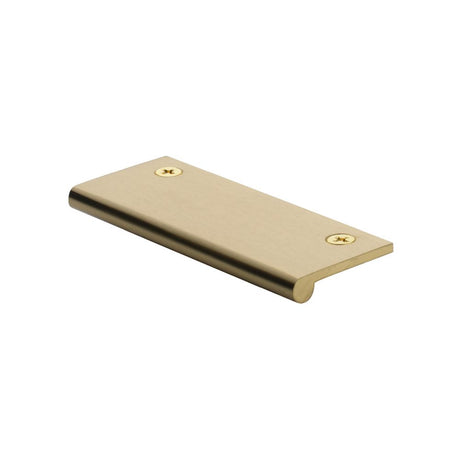This is an image of a Heritage Brass - EP Edge Pull Cabinet Handle 100mm Satin Brass Finish, ep100-38-sb that is available to order from T.H Wiggans Ironmongery in Kendal.